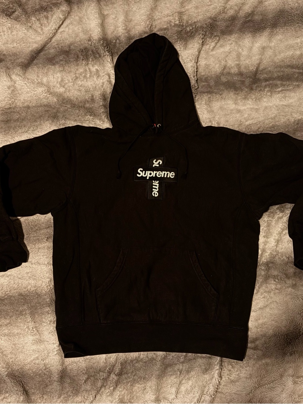 Supreme Black Cross Box Logo Hoodie